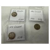 Three Canadian Silver 10 Cent Coins