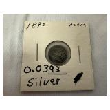 1890 Mexico Silver 5 Centavos Coin