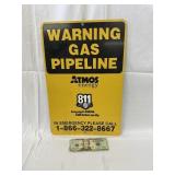 'Warning Gas Pipeline' Metal Sign