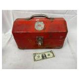 Red Metal Tool Box With Clasp Closure