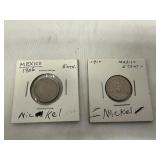 Two Early Mexico 5 Centavos - 1906 & 1910