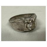 Sterling Silver Ring with Round-Cut Clear Stone