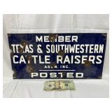 Porcelain Texas & Southwestern Cattle Raisers Sign