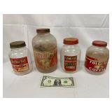Four Vintage Coffee Jars with Labels