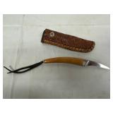 Hamilton Folding Knife with Woven Leather Sheath