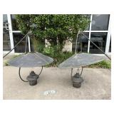 Two Antique Hanging Globe Light Fixtures