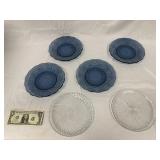 Pretty Blue & Clear Christmas Glass Plates