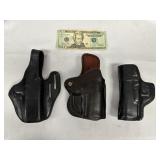 3 Leather Pistol Holsters - Includes De Santis