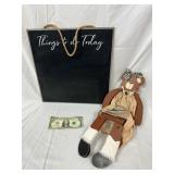 Decorative Chalkboard and Wooden Bear Figurine