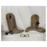 Rustic Reclaimed Wood Western Boot & Hat Decor