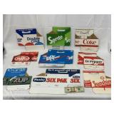Nine Cardboard Soda Bottle Six Pack Carry Boxes