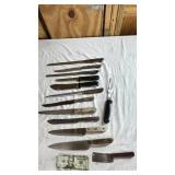 13 Mixed VintageKnives, Cleaver & More