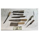 9 Vintage High Carbon Knives & Cleaver