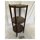 Vintage Wood 3 Tier Plant, / Curio Table