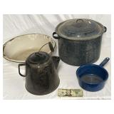 Nixe Lot of Porcelain / Enamelware Pots / Pitcher