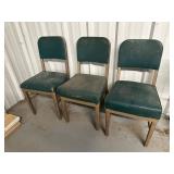 Three Vintage Green Upholstered Chairs