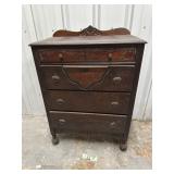 Antique Solid Wood Ornate Dresser