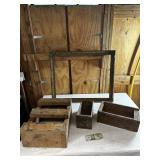 Antique Picture Frame & Wood Crates