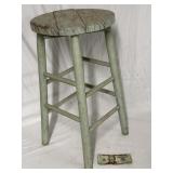 Rustic Old Painted Wood Step Stool - Great Look