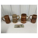 3 Vtg.  Falstaff Beer Adv. Mugs & 2 Piece Ashtray