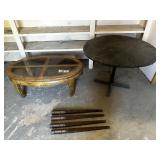 Wood & Glass Coffee Table & Round Table