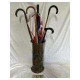 Vintage Brass Umbrella / Cane Holder