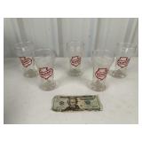 5 Vintage Falstaff Beer Advertisement Glasses