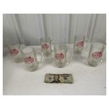 6 Vintage Falstaff Beer Advertisement Glass Mugs