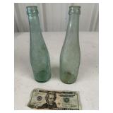 2 Antique Old Falstaff Beer Embossed Bottles