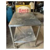 Stainless steel rolling table, 2 locking casters