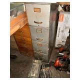 5-drawer metal file cabinet and contents Phillips DVD player, CDs, DVDs