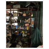 Automotive chemicals, oil, lubricants, motor, blue metal cabinet