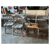 Pair of end tables, decorative shelves, baskets