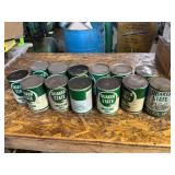 Unopened Quaker State metal motor oil cans