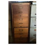Wooden Shaw-Walker file cabinet and contents