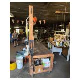 Wooden workbench on casters