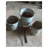 Galvanized mop bucket, buckets, etc.