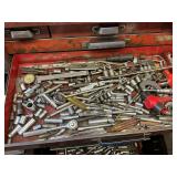 Assorted 1/4" drive ratchets, sockets, extensions