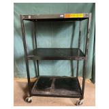 Bretford three-tiered rolling metal  media cart