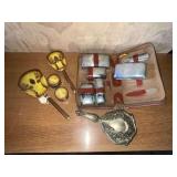 Hand held mirrors, dresser set, travel toiletry set