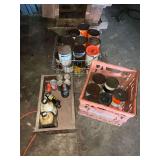 Assorted vintage oil cans