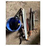 Bar clamps, bolt cutters, steel yard sticks