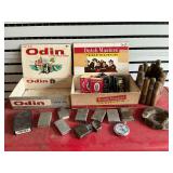 Cigar pencil holder, cigar boxes, Zippo lighters (all rough)