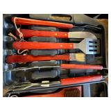 Grilling tool set in plastic case