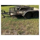 Tandem axle flatbed trailer, needs floor, no brakes, 15" tires, bulldog hitch, ball size unknown