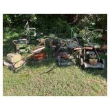 Collection of push mowers and mower deck, FOR PARTS ONLY