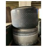 Pair of metal washing machine tubs