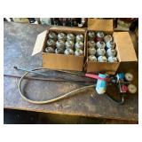 (21) R12 freon, (2) 134A and 1 can of leak find, set of TIF air conditioner gauges