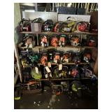Shelves of used chainsaws