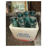 Blue Ball jars with bail lids
